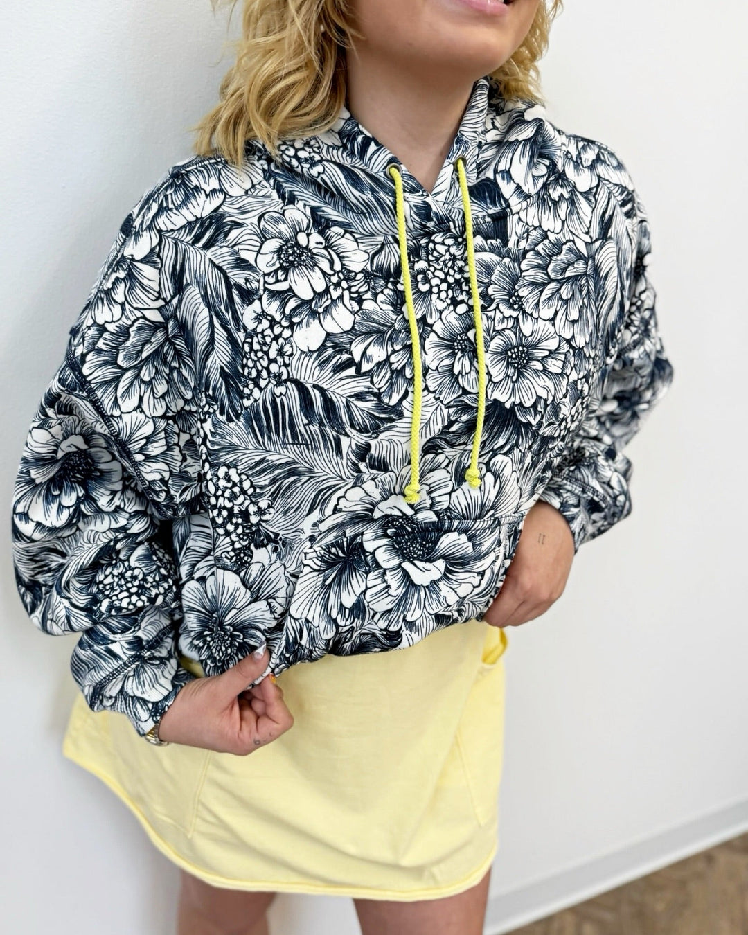 Free People Printed Final Call Hoodielong sleeve pullover
