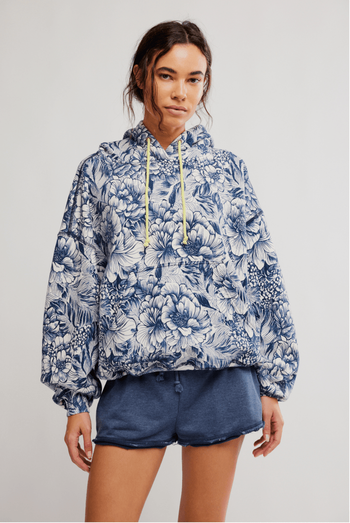 Free People Printed Final Call Hoodielong sleeve pullover