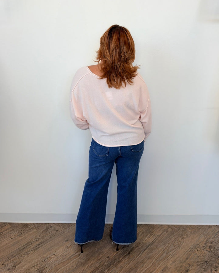 Free People See Me V-Neck Pulloverlong sleeve knit
