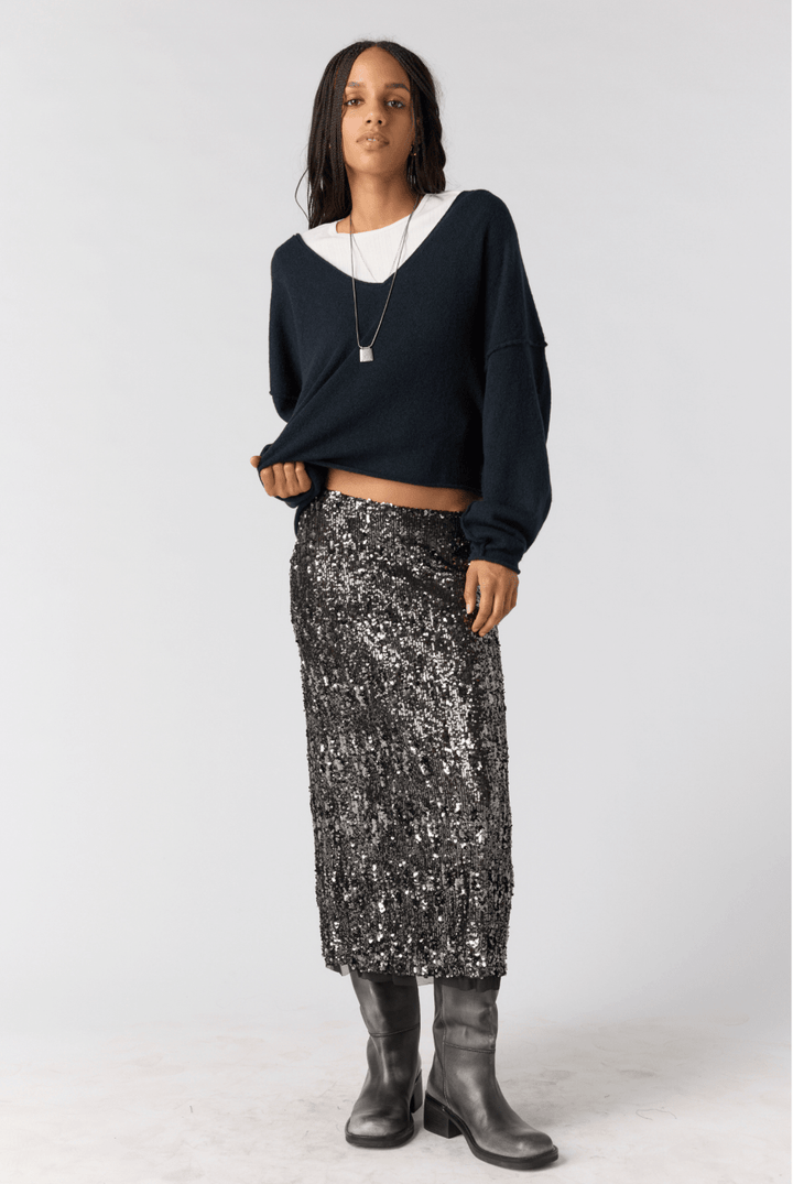 Free People See Me V-Neck Pulloverlong sleeve knit