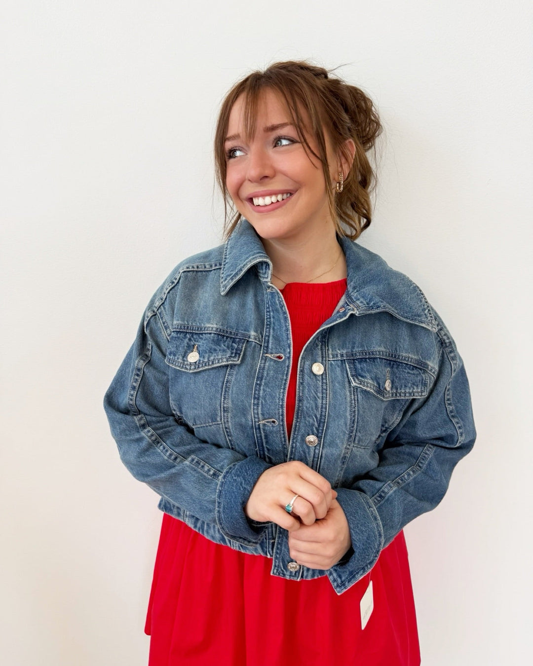 Free People Side to Side Cropped Denim Jacketdenim jacket