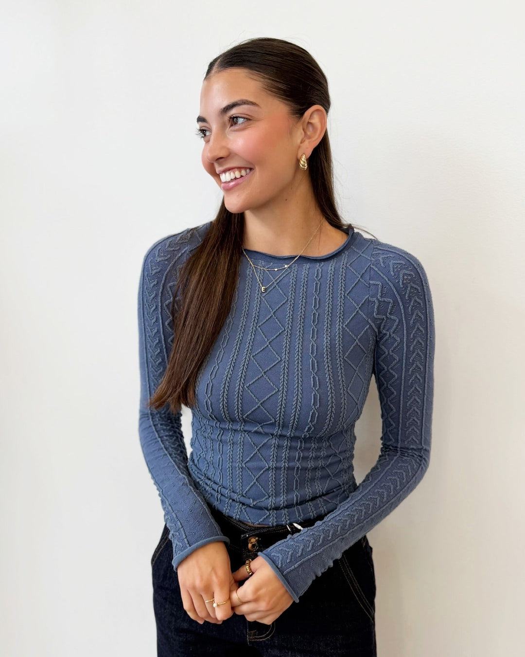 Free People So Soft Seamless Modal Cable Long Sleevelong sleeve top