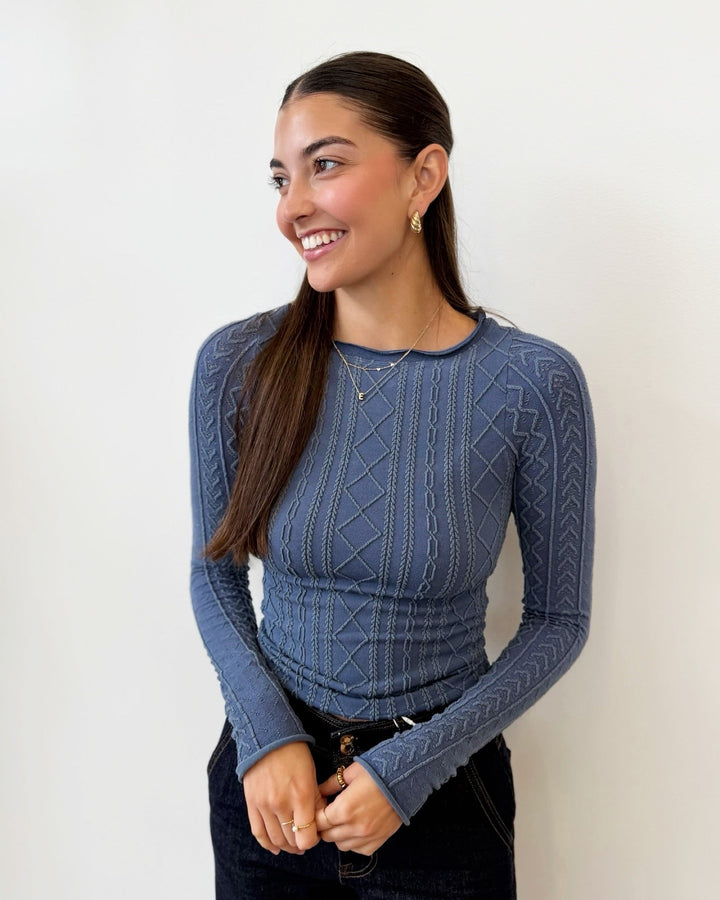 Free People So Soft Seamless Modal Cable Long Sleevelong sleeve top