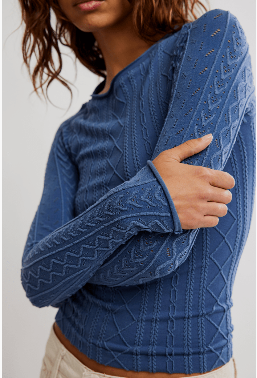 Free People So Soft Seamless Modal Cable Long Sleevelong sleeve top