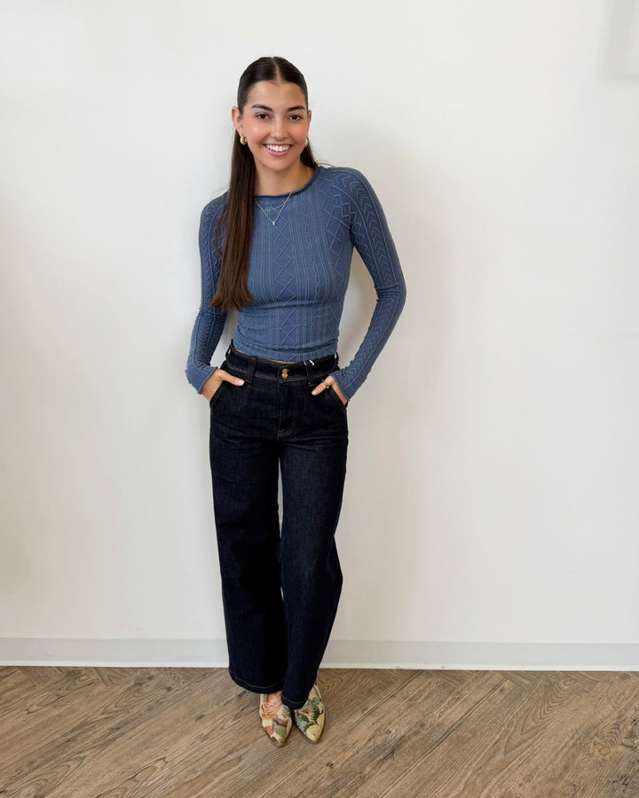 Free People So Soft Seamless Modal Cable Long Sleevelong sleeve top