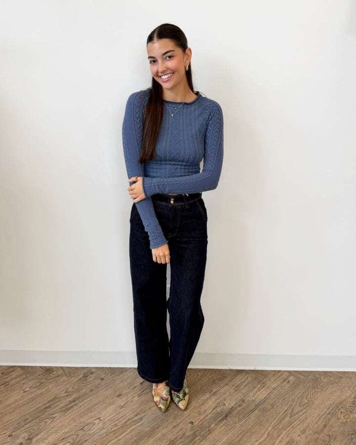 Free People So Soft Seamless Modal Cable Long Sleevelong sleeve top