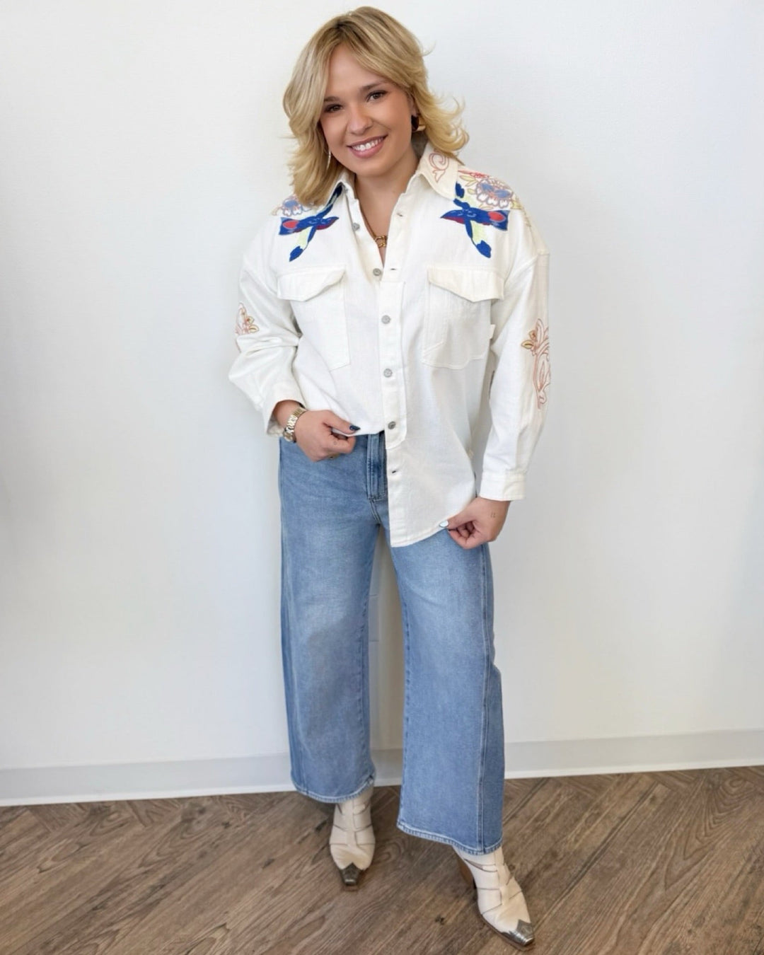 Free People Take Flight Embroidered Shirtbutton down shirt