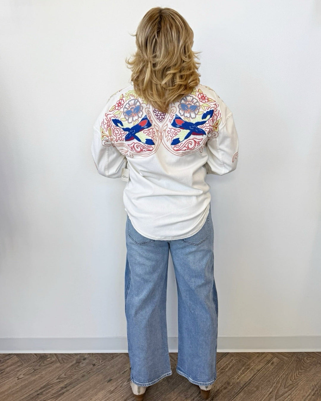 Free People Take Flight Embroidered Shirtbutton down shirt