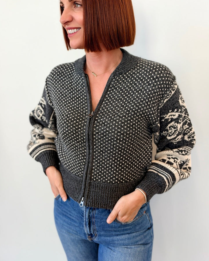 Free People We The Free Isle Tide Knit Zip-Upknit jacket
