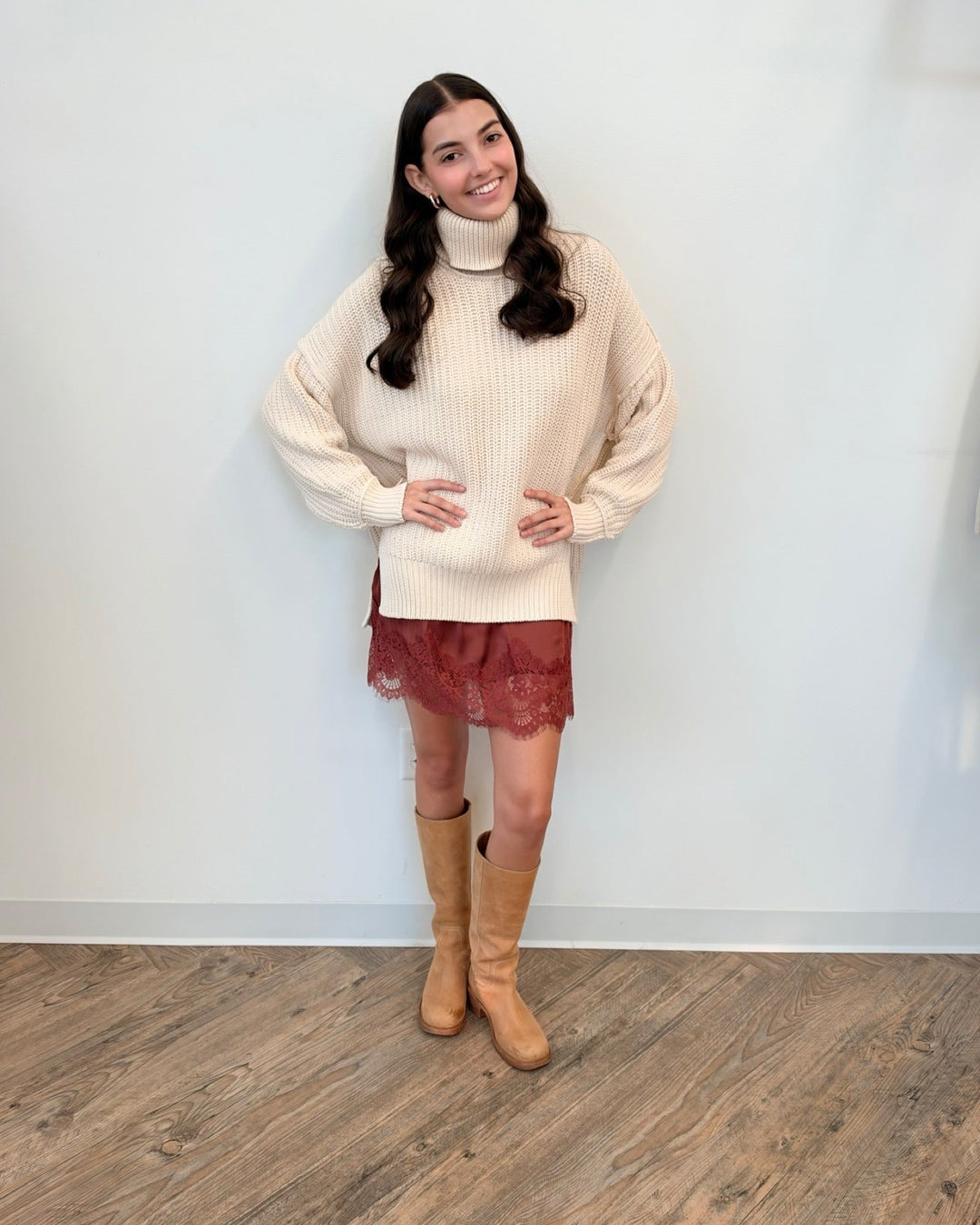 Free People We The Free Worn Thru Turtlelong sleeve knit