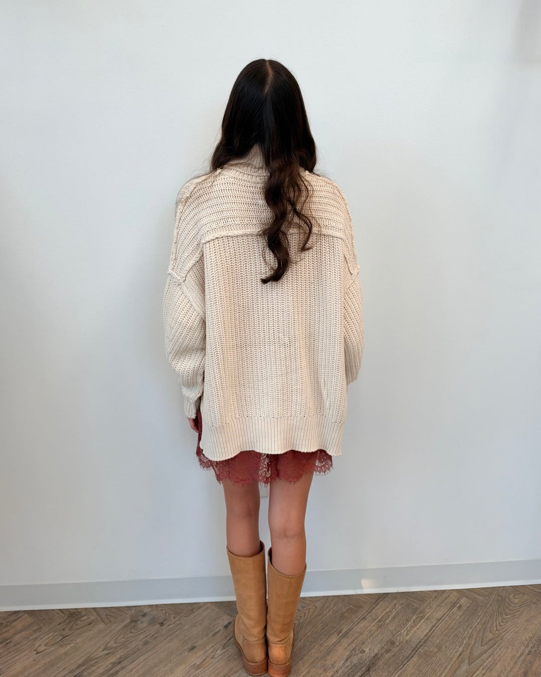 Free People We The Free Worn Thru Turtlelong sleeve knit