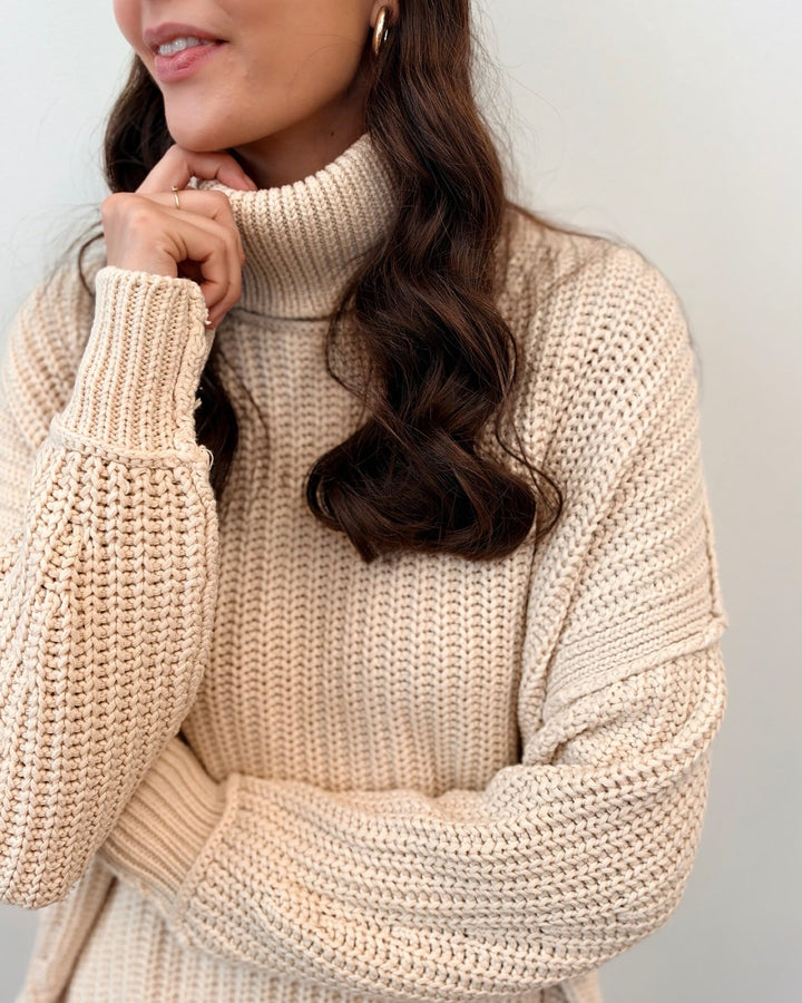 Free People We The Free Worn Thru Turtlelong sleeve knit