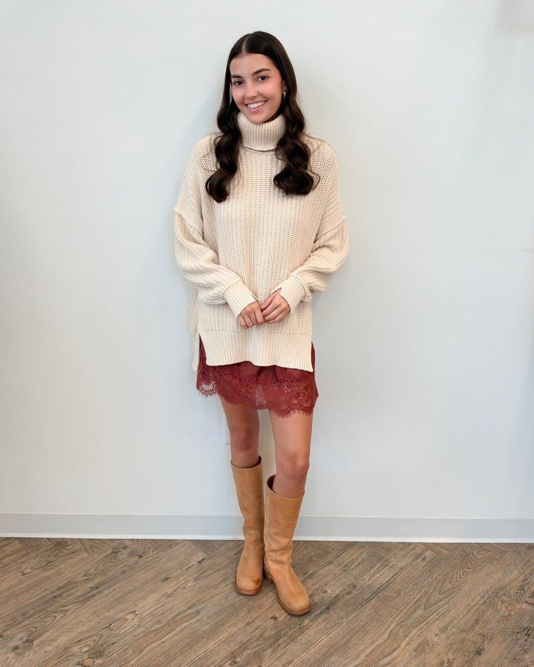 Free People We The Free Worn Thru Turtlelong sleeve knit
