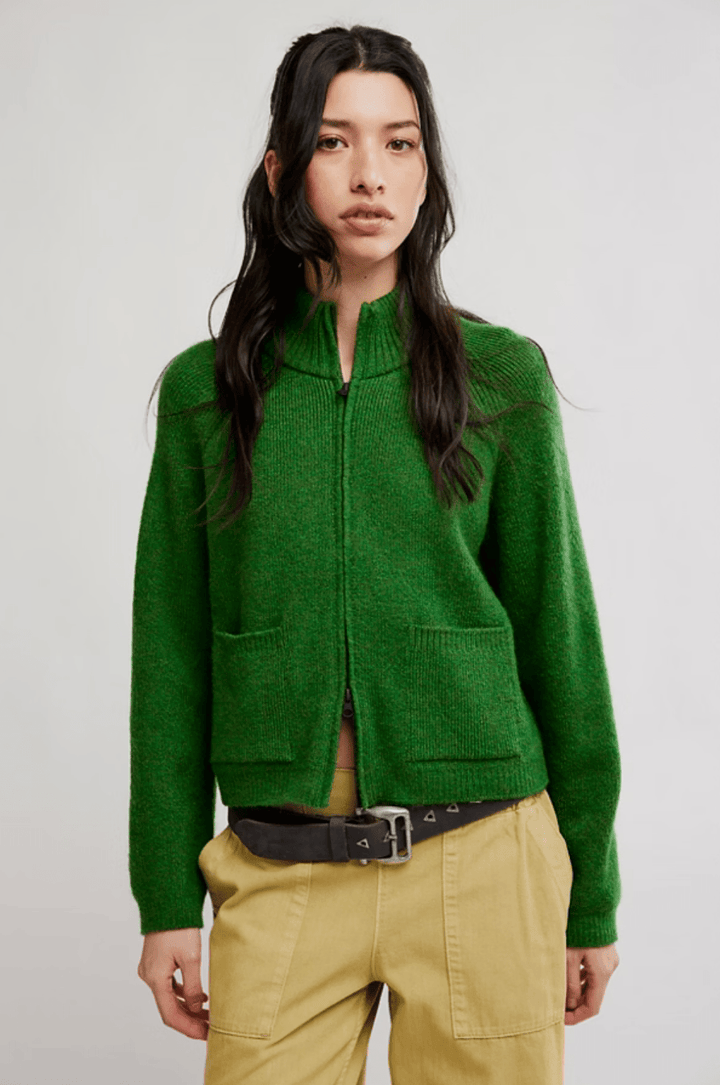 Free People WTF on it Half Ziplong sleeve knit