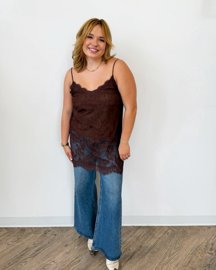 Gabrielle Long Lace Topsleeveless top