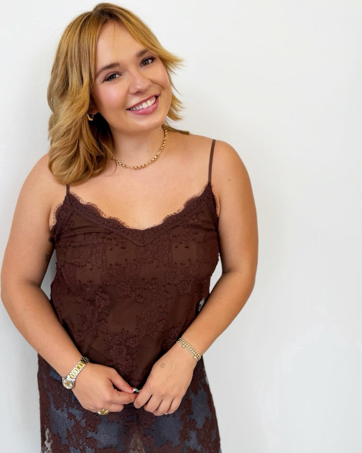 Gabrielle Long Lace Topsleeveless top