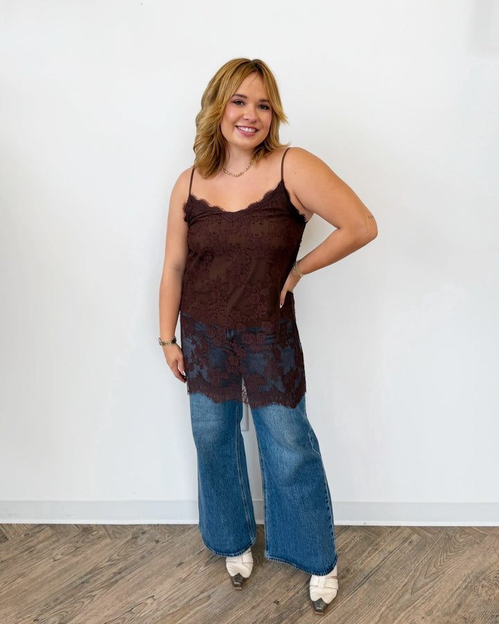 Gabrielle Long Lace Topsleeveless top