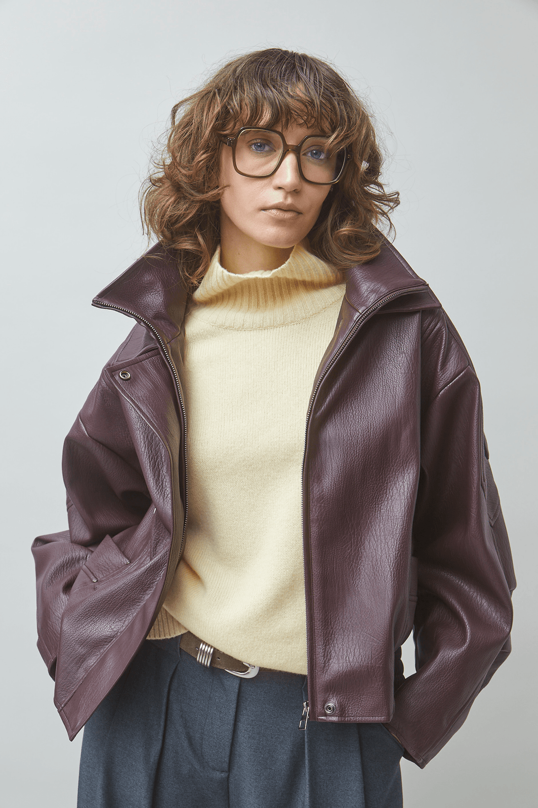 Gisca Oversized Faux Leather Coatjacket