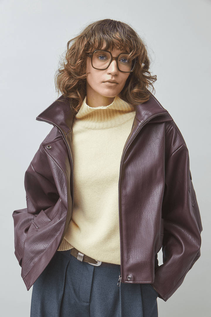 Gisca Oversized Faux Leather Coatjacket