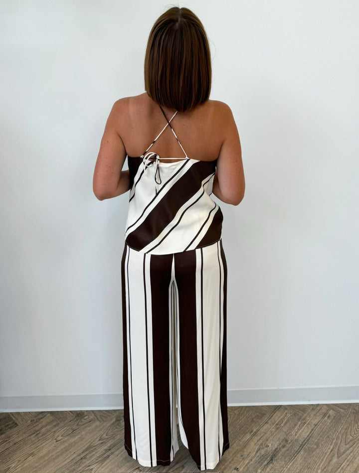 Greer Sleeveless Cowl Neck Top with Stripe PrintTank