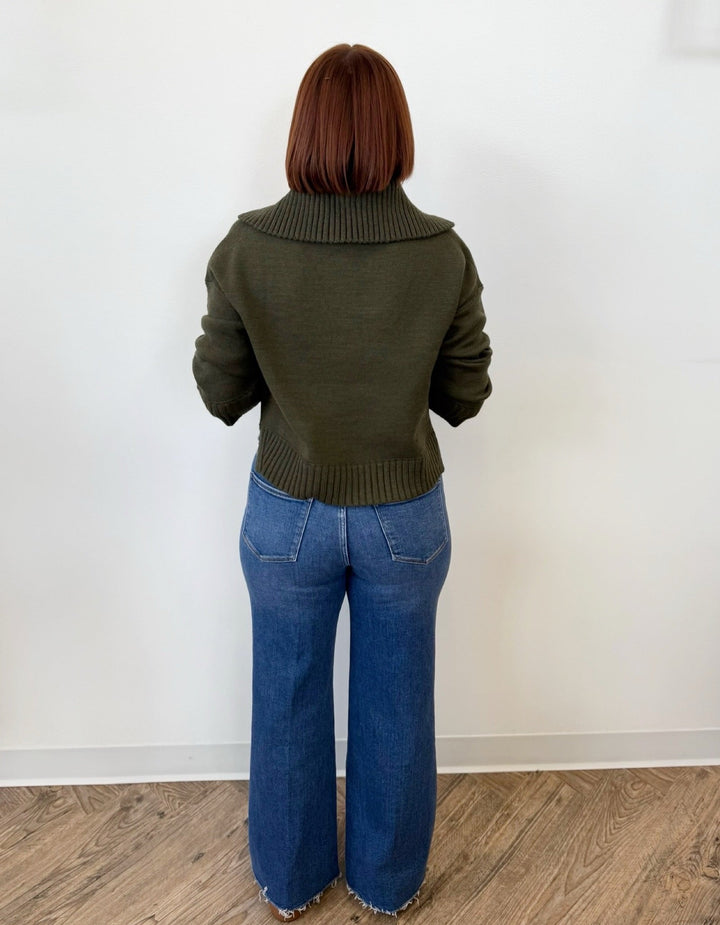 Hallie Embellished 3/4 Quarter Button DownSweater