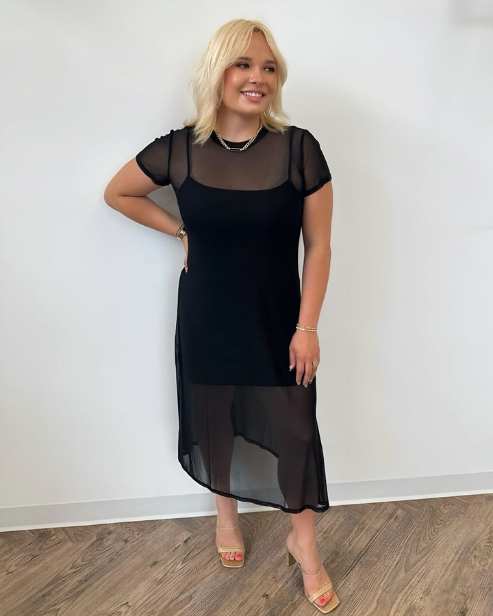 Harlee Short Sleeve Mesh Midi DressDress