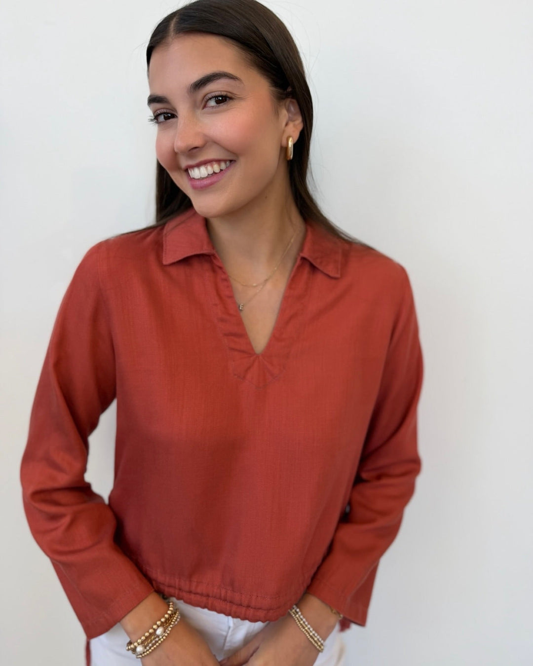 Harvey Long Sleeve V Neck Blouselong sleeve blouse