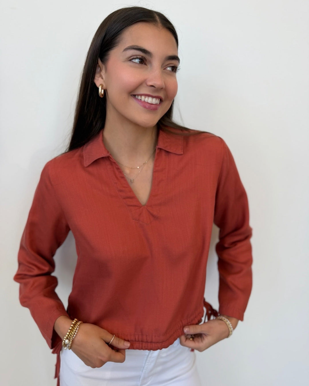 Harvey Long Sleeve V Neck Blouselong sleeve blouse