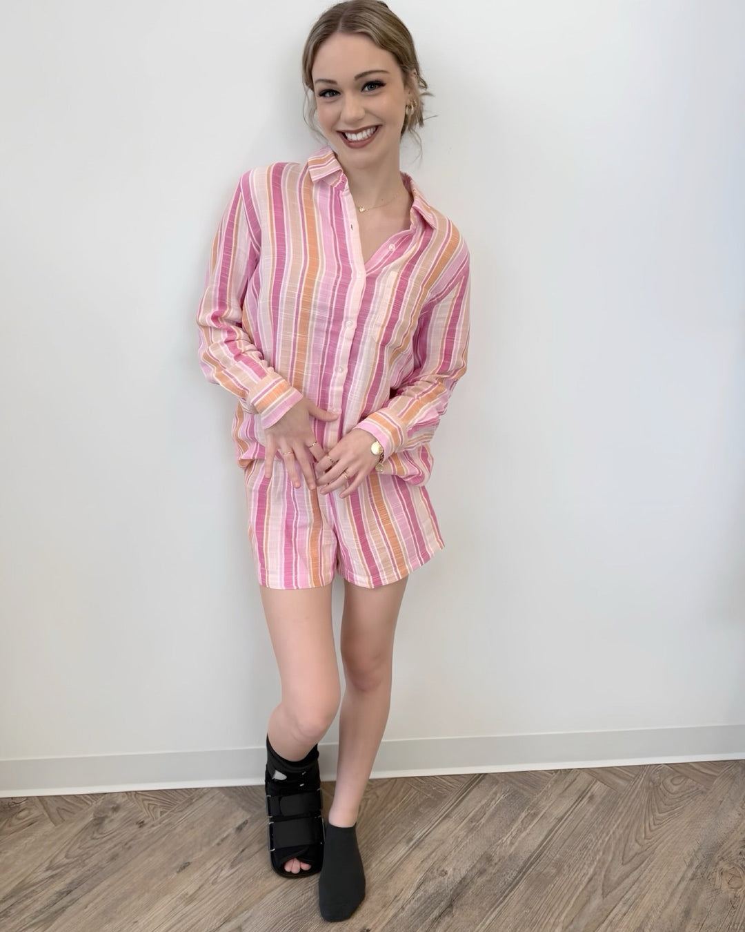 Haya Gauze Button Downlounge top