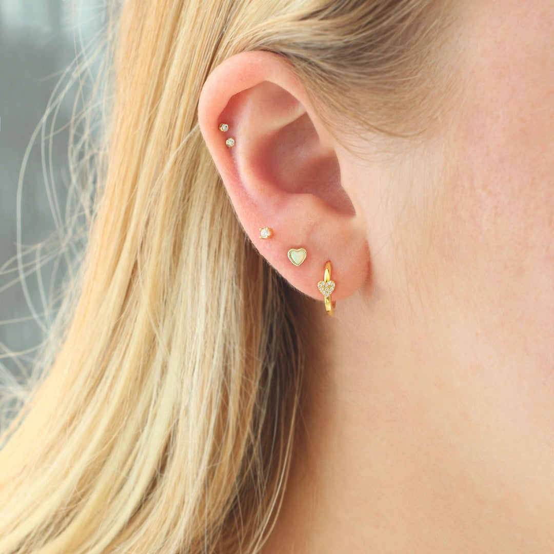 Heart Crystal Huggie Hoop EarringsE845-G