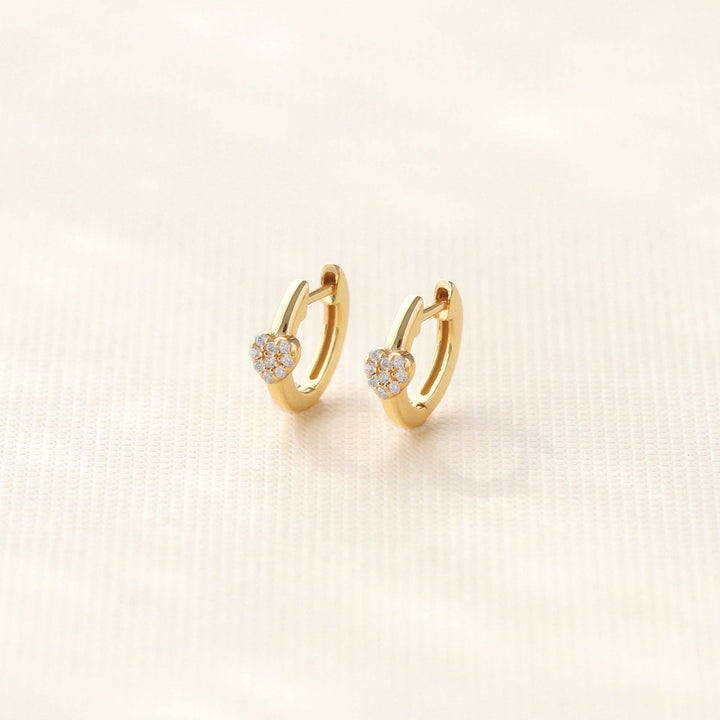 Heart Crystal Huggie Hoop EarringsE845-G