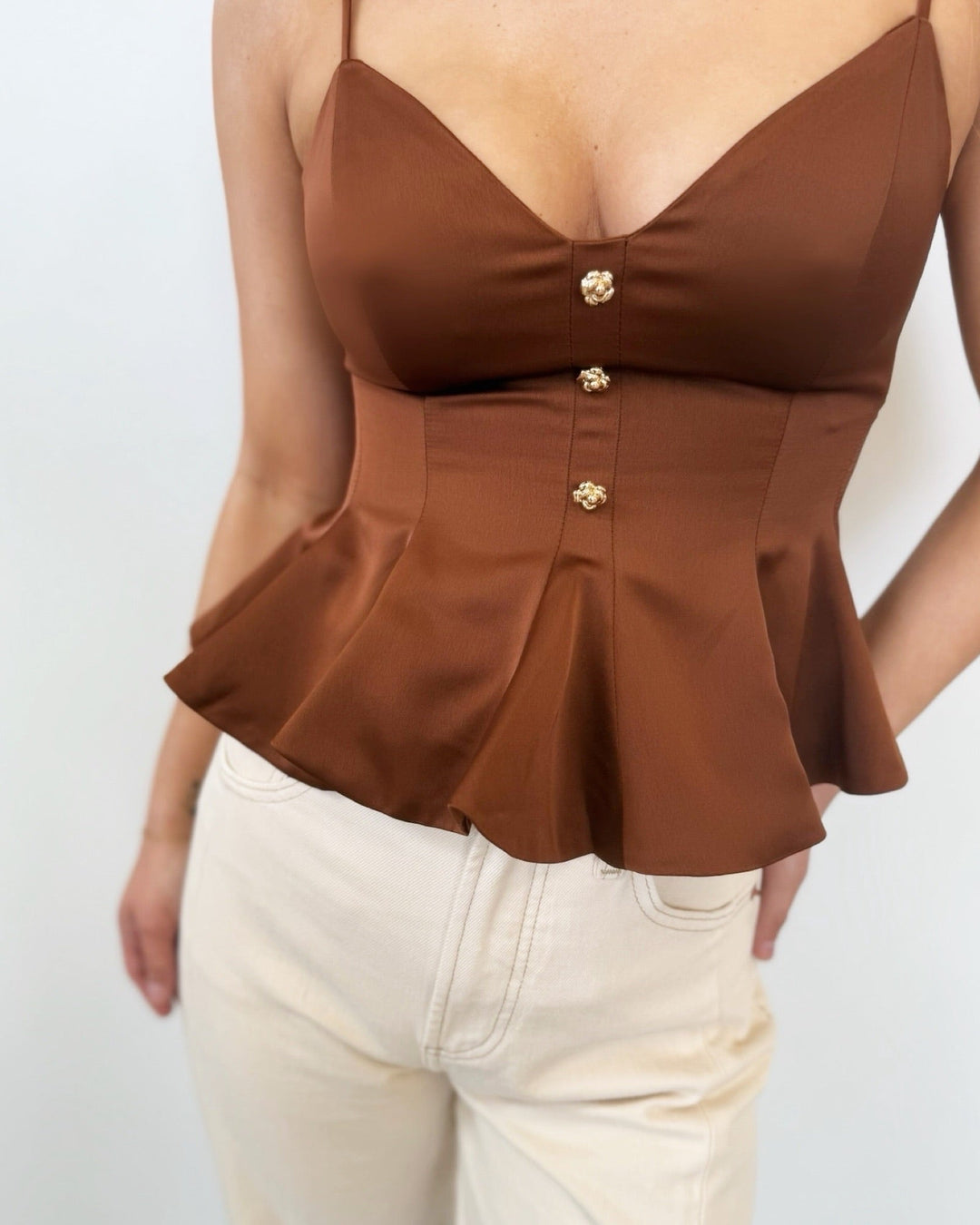 Irabella Sleeveless Top with Peplum HemlineTop