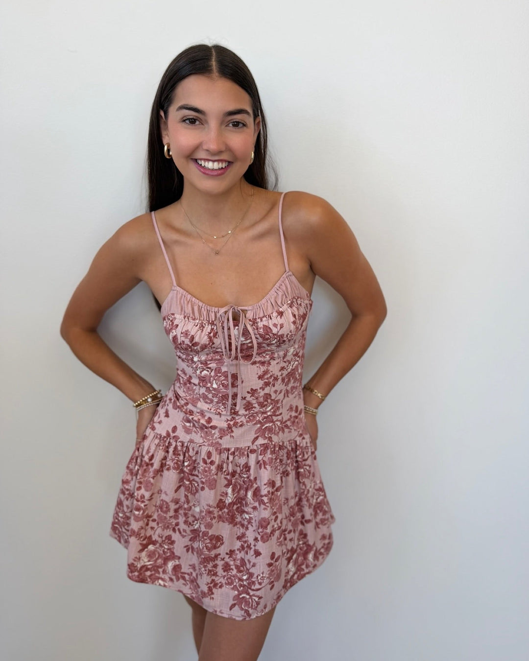 Isla Sleeveless Rose Floral Printed Mini Dressmini dress