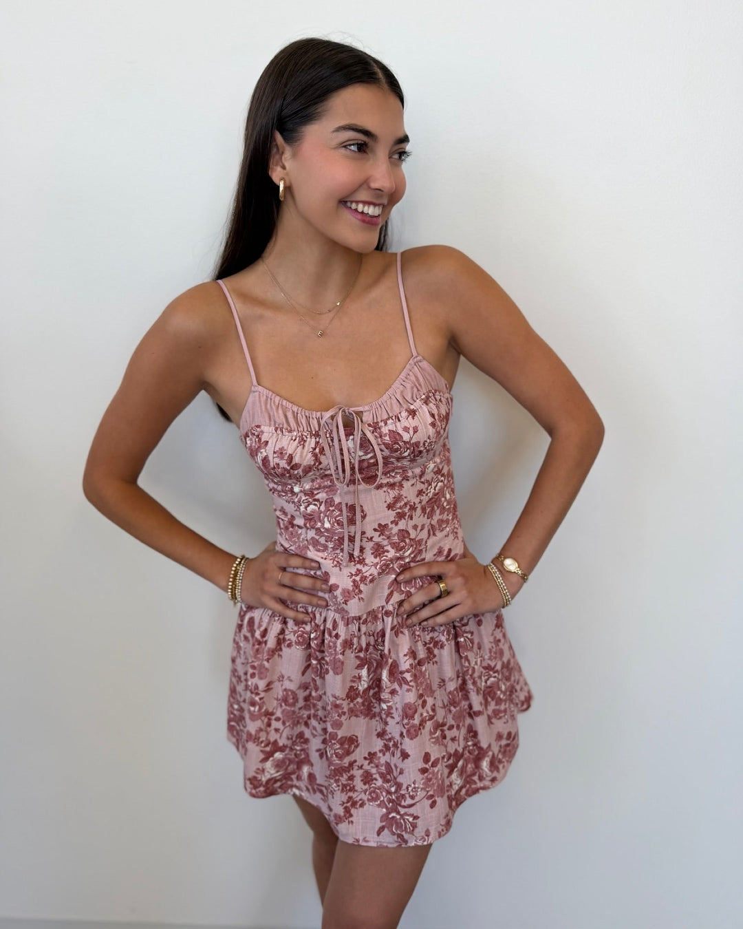 Isla Sleeveless Rose Floral Printed Mini Dressmini dress