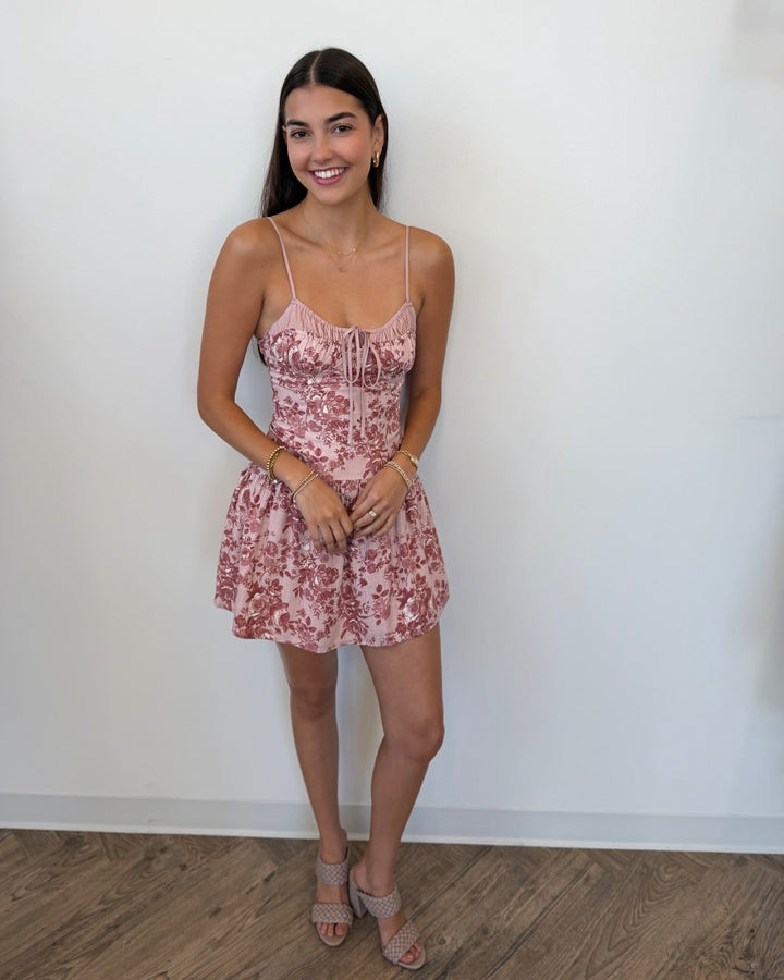 Isla Sleeveless Rose Floral Printed Mini Dressmini dress