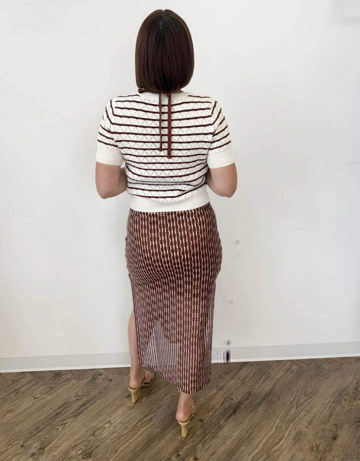 Ivan Short Sleeve Striped Knit SweaterSHORT SLEEVE SWEATER