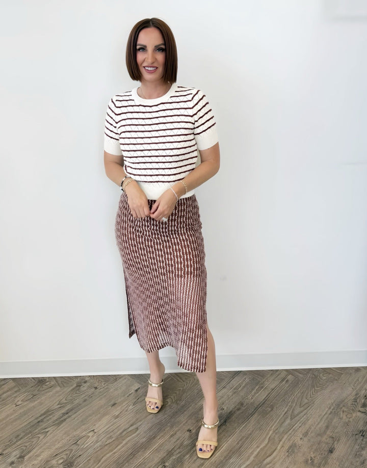 Ivan Short Sleeve Striped Knit SweaterSHORT SLEEVE SWEATER