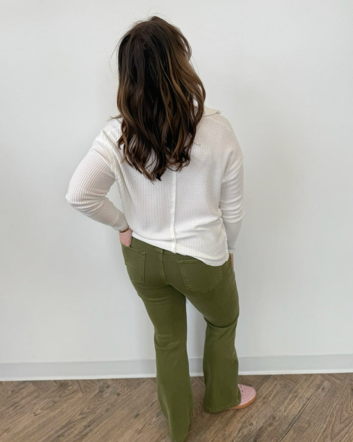 Ivey Long Sleeve Waffle Knit V - Neck Toplong sleeve top