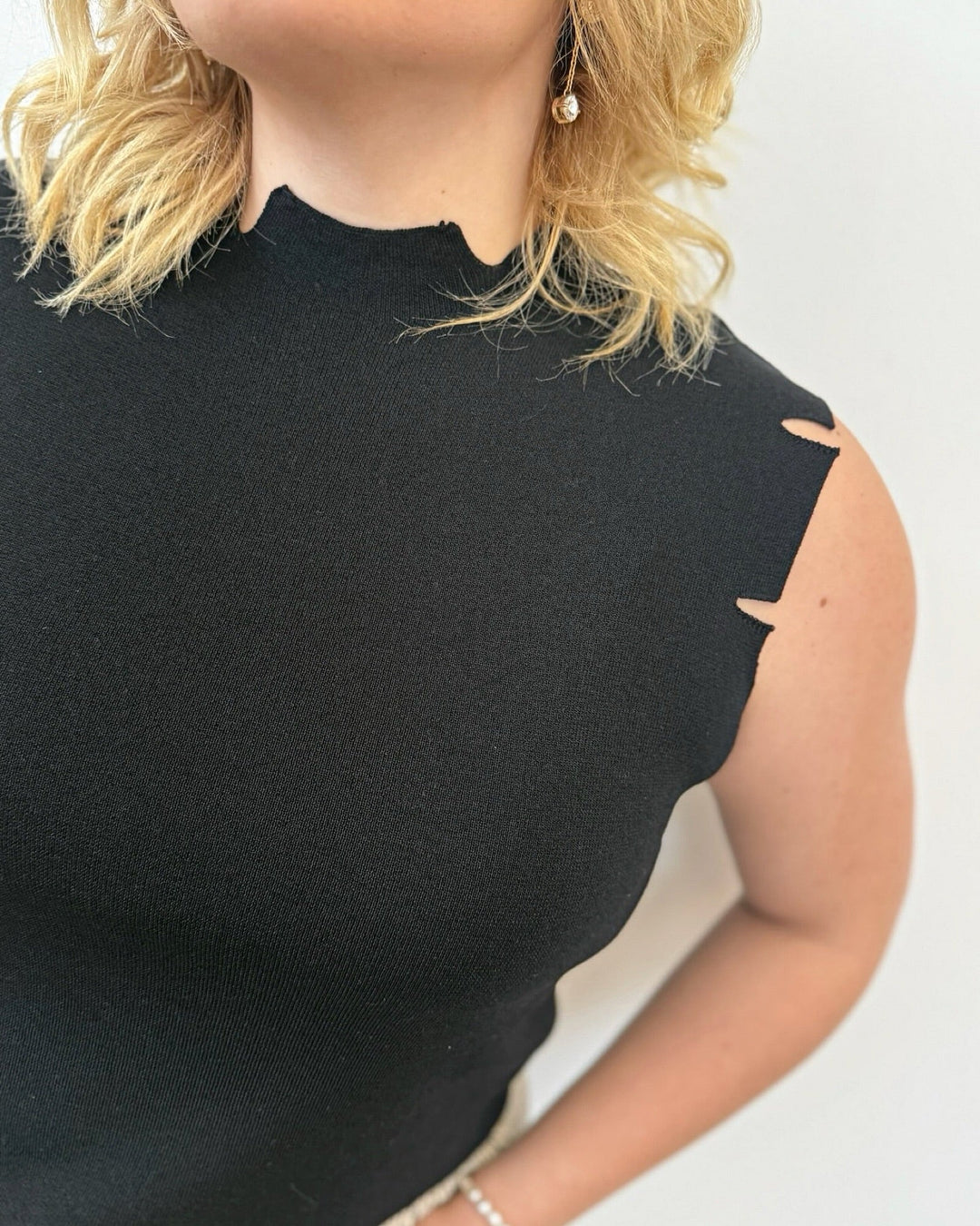 Janessa Sleeveless Knit Top with Cutout Detailssleeveless knit