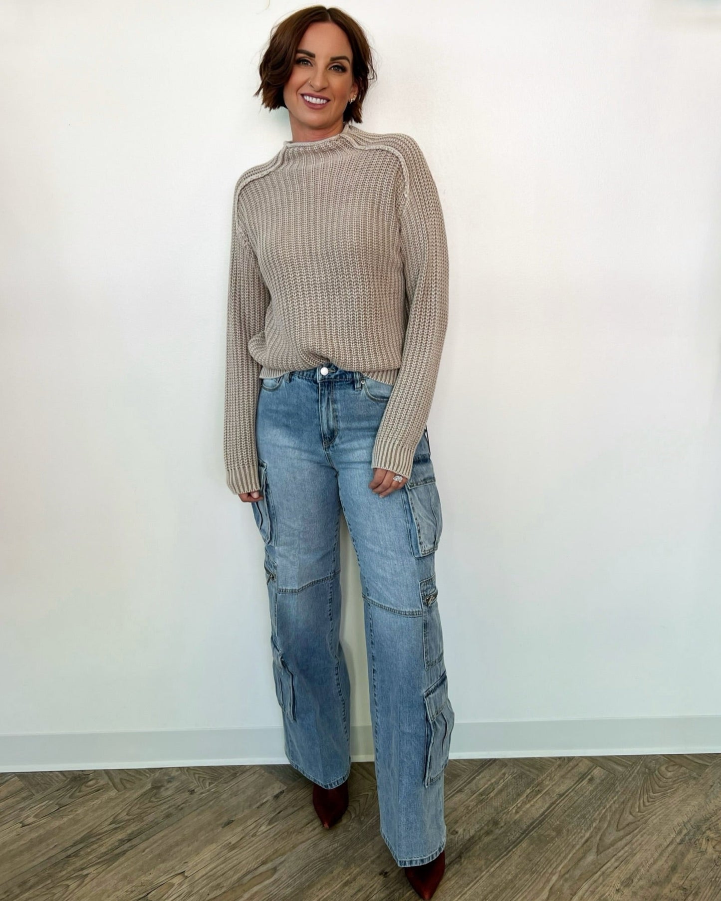 Jolie Mock Neck Knit SweaterSweater