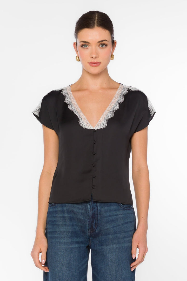Jovie Short Sleeve Blouse with Lace Trimshort sleeve blouse