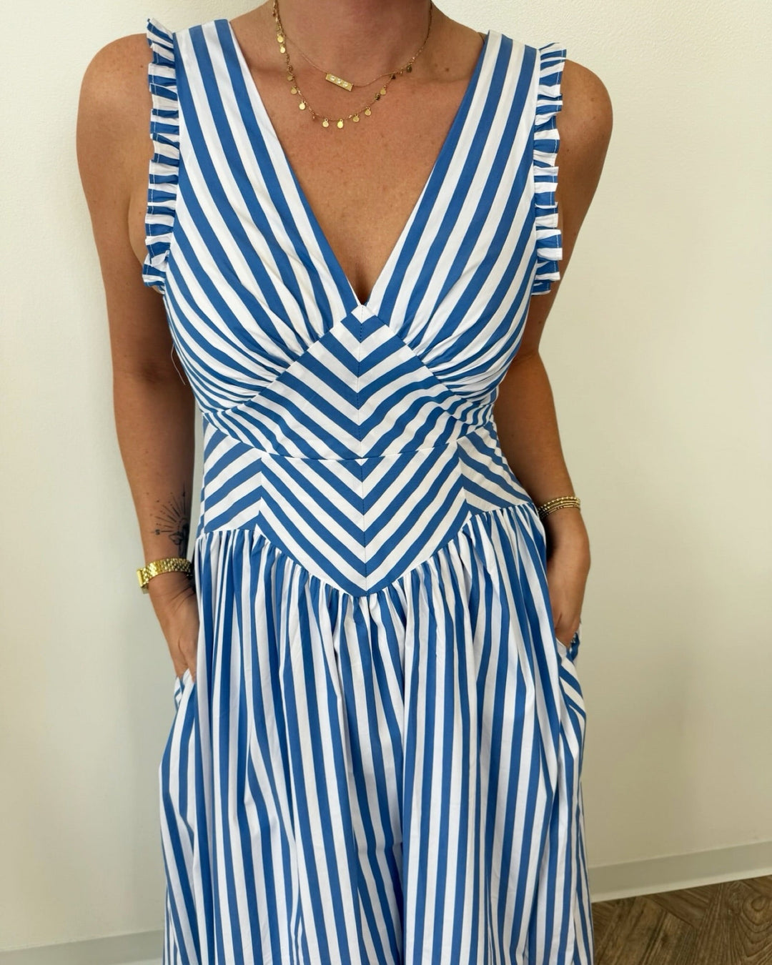 Kaylor V Neck Striped Maxi Dressmaxi dress