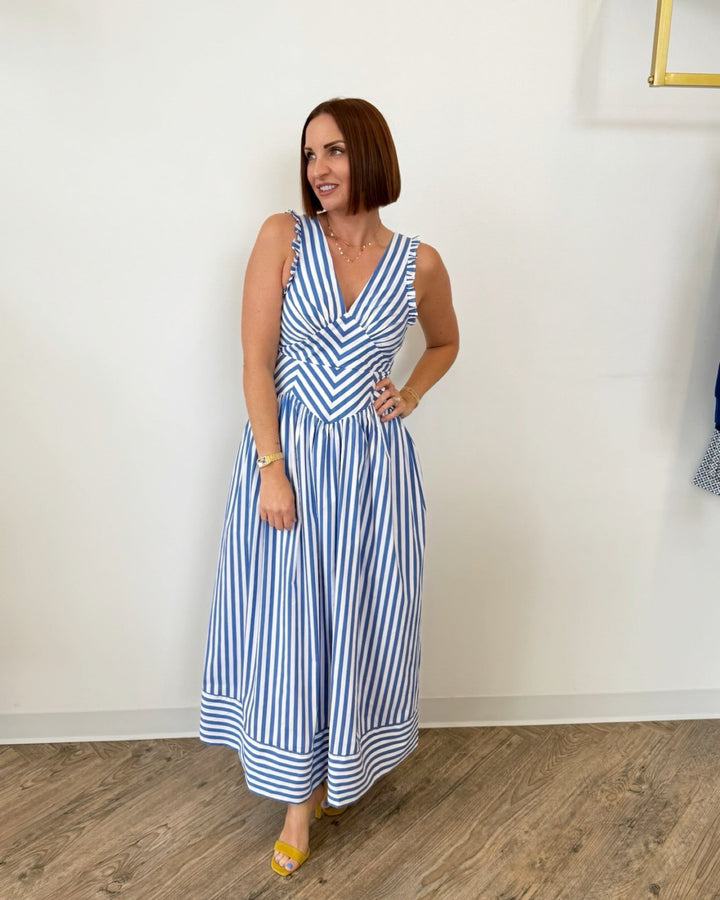 Kaylor V Neck Striped Maxi Dressmaxi dress
