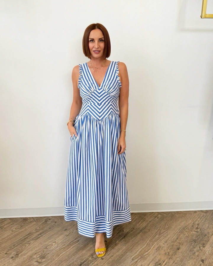 Kaylor V Neck Striped Maxi Dressmaxi dress
