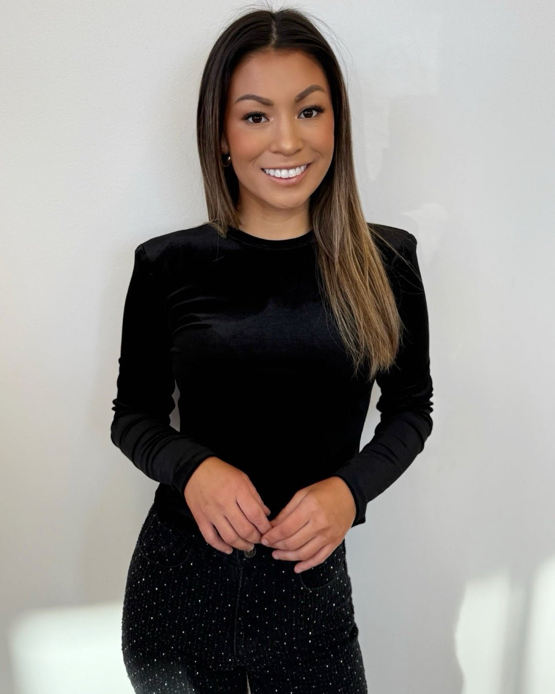 Keely Velvet Long Sleeve Toptop