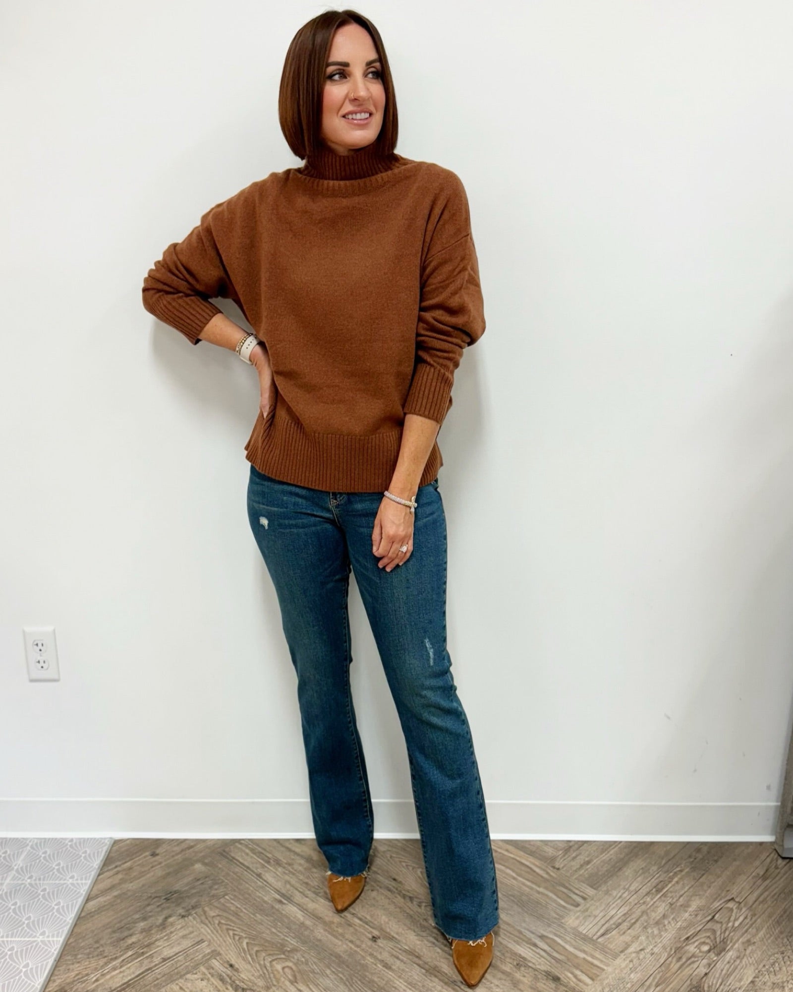 Kemena Relaxed Mock Neck Knit SweaterKNIT SWEATER