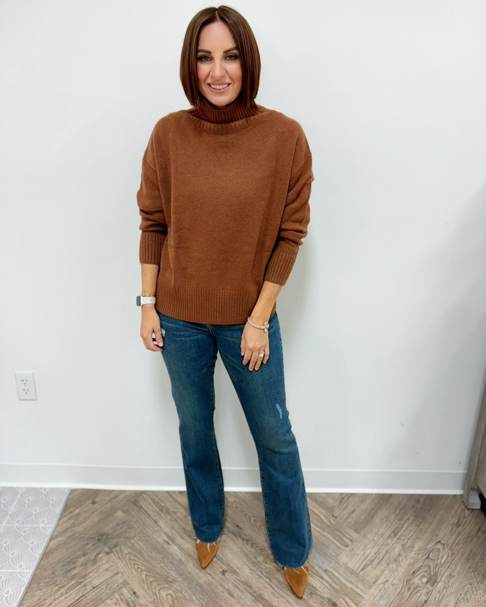 Kemena Relaxed Mock Neck Knit SweaterKNIT SWEATER