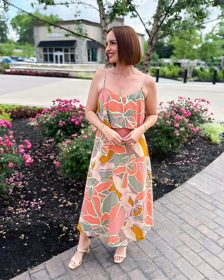 Kerrigan Printed Midi Dress with Pleat DetailDress