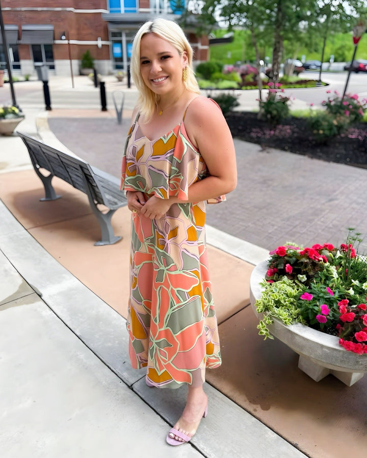Kerrigan Printed Midi Dress with Pleat DetailDress
