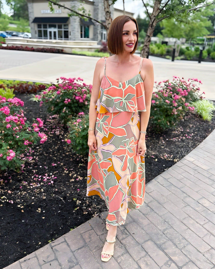 Kerrigan Printed Midi Dress with Pleat DetailDress